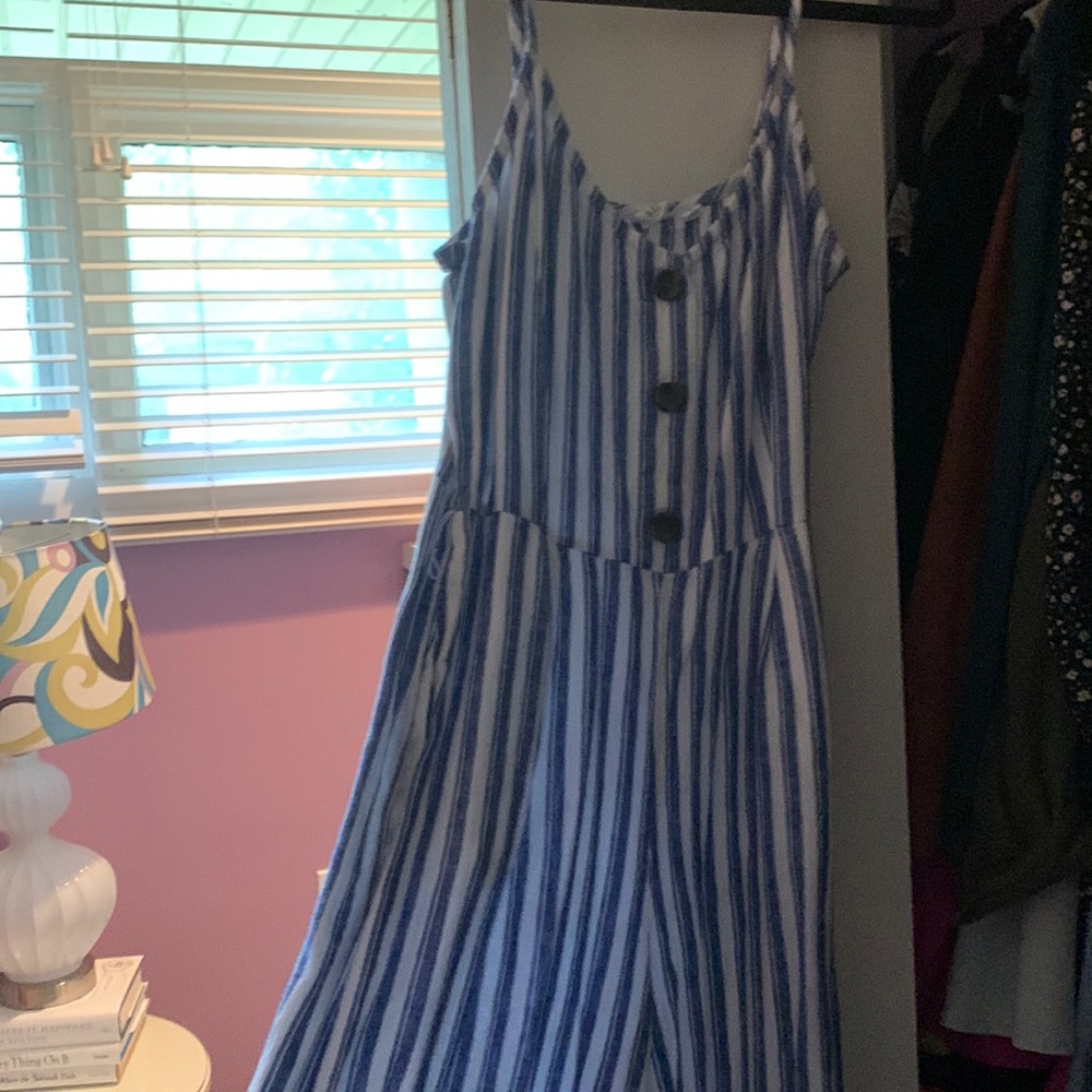 striped linen romper